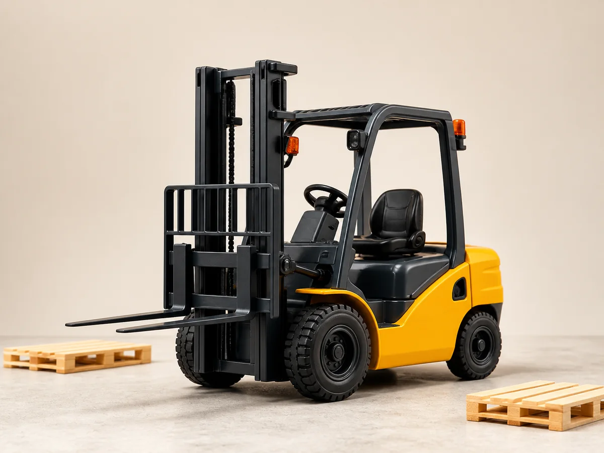 RC Forklift kuning RCVerse dengan pallet mini